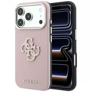 Etui Guess Grained & Big Resin Logo dla iPhone 18 Pro Max / 17 Pro Max, różowe