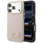 Etui Karl Lagerfeld ze ziarnistej skóry z żywicznym logo podpisem, MagSafe, do iPhone 18 Pro / 17 Pro, różowe