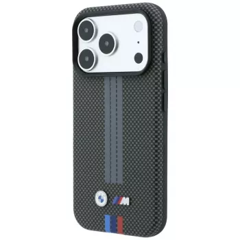 Etui BMW M Quadrille Kevlar Tricolor Print Lines MagSafe do iPhone 18 Pro / 17 Pro, antracytowe
