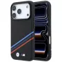 Etui BMW M Quadrille Kevlar Print Tricolor Lines & Metal Logo MagSafe do iPhone 18 Pro / 17 Pro, czarne