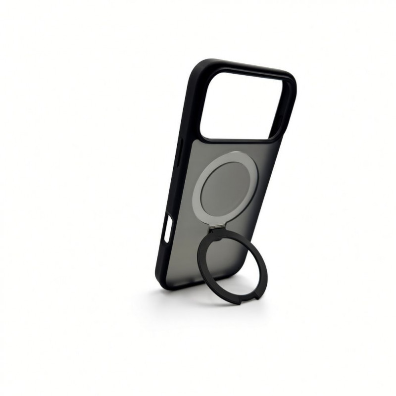 Evelatus Shield Case z MagSafe i podstawką do Apple iPhone 18 Pro Max, matowy pierścień, czarny