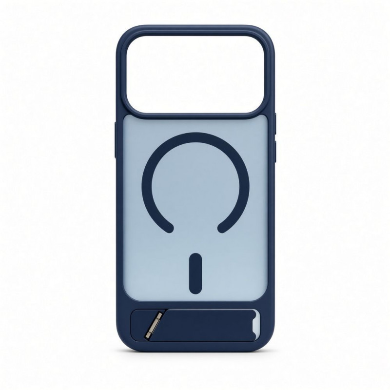 Evelatus etui MagSafe z podstawką pokryte gumą do Apple iPhone 18 Pro Max, granatowy