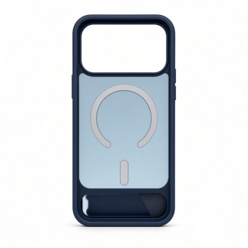 Evelatus etui MagSafe z podstawką pokryte gumą do Apple iPhone 18 Pro Max, granatowy