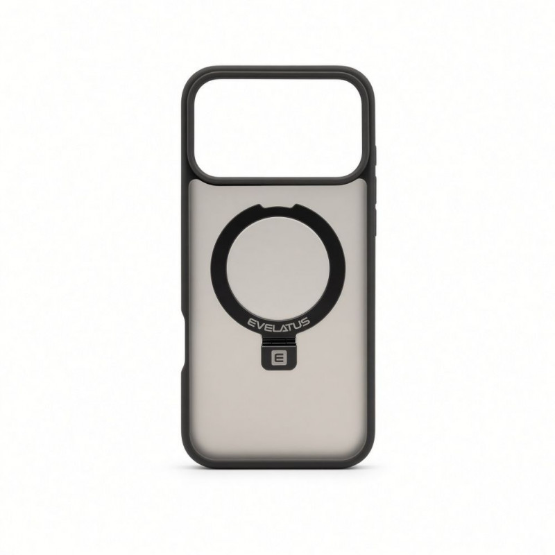 Evelatus Shield Case z MagSafe i podstawką do Apple iPhone 18 Pro Max, matowy pierścień, szary dymny