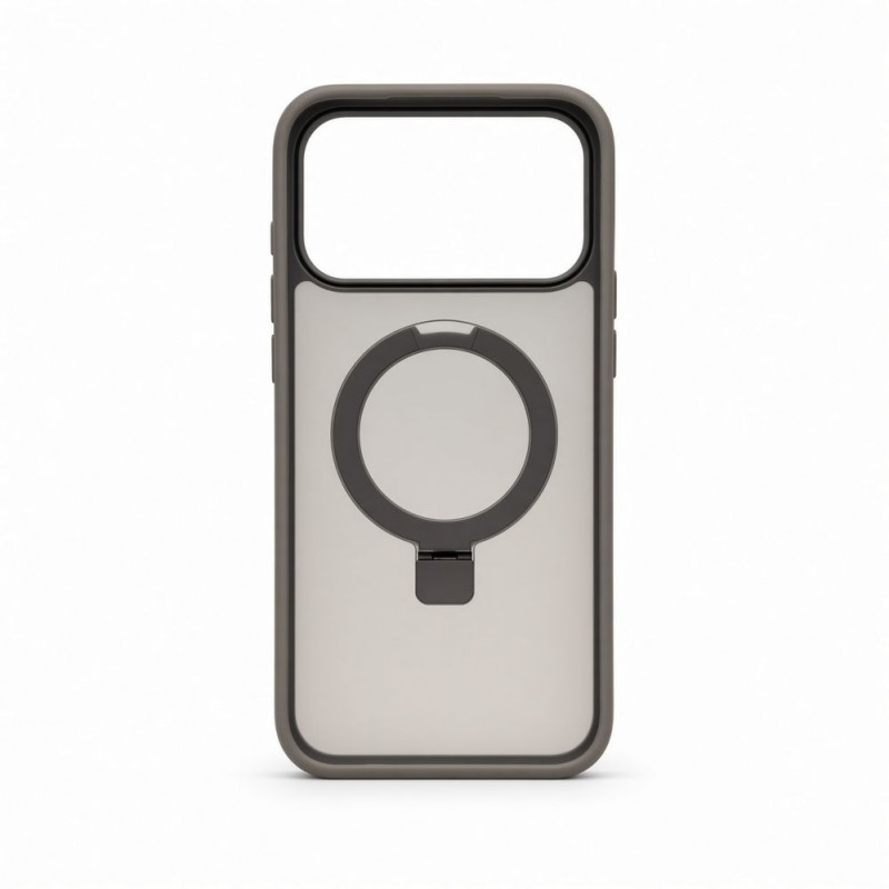 Evelatus Shield Case z MagSafe i podstawką do Apple iPhone 18 Pro Max, matowy pierścień, szary dymny