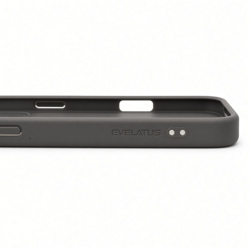 Evelatus Shield Case z MagSafe i podstawką do Apple iPhone 18 Pro Max, matowy pierścień, szary dymny