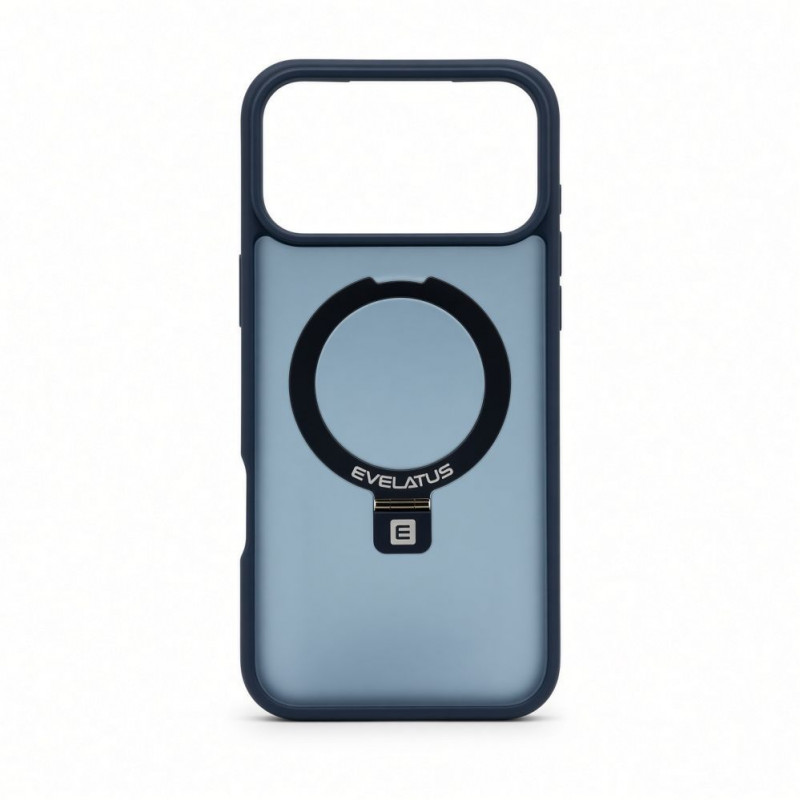 Evelatus Shield Case z MagSafe i podstawką do Apple iPhone 18 Pro Max, matowy pierścień, granatowy