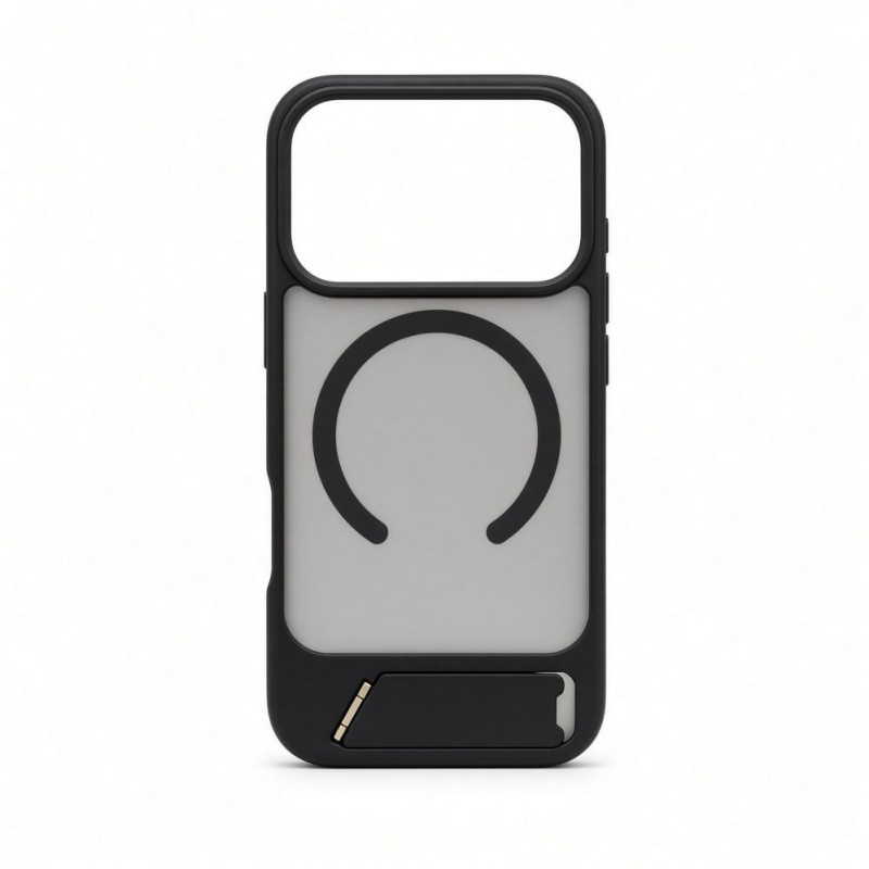 Evelatus etui MagSafe z podstawką pokryte gumą do Apple iPhone 18 Pro, czarny