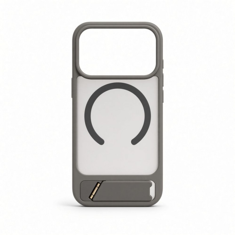Evelatus etui MagSafe z podstawką pokryte gumą do Apple iPhone 18 Pro, szary dymny