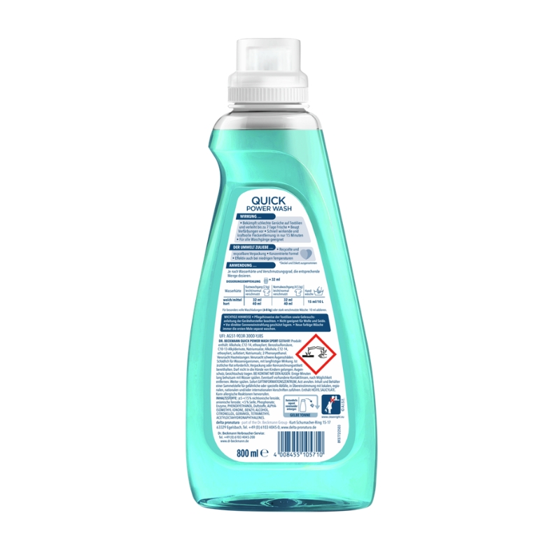 Dr.Beckmann Quick Power Wash Odour Protect Sport płynny detergent do prania, 800 ml