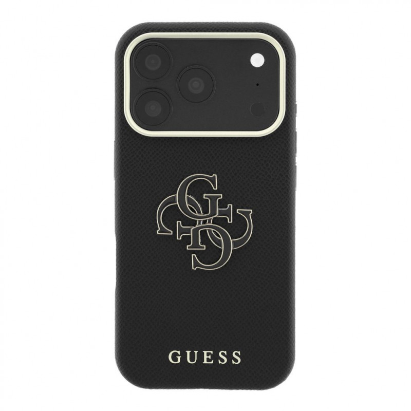 Etui Guess SW Grained PU & Big Resin Logo dla Apple iPhone 18 Pro, czarne