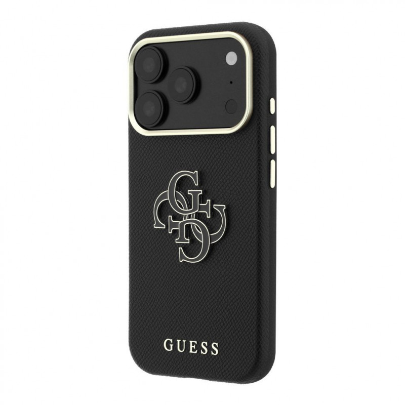 Etui Guess SW Grained PU & Big Resin Logo dla Apple iPhone 18 Pro, czarne