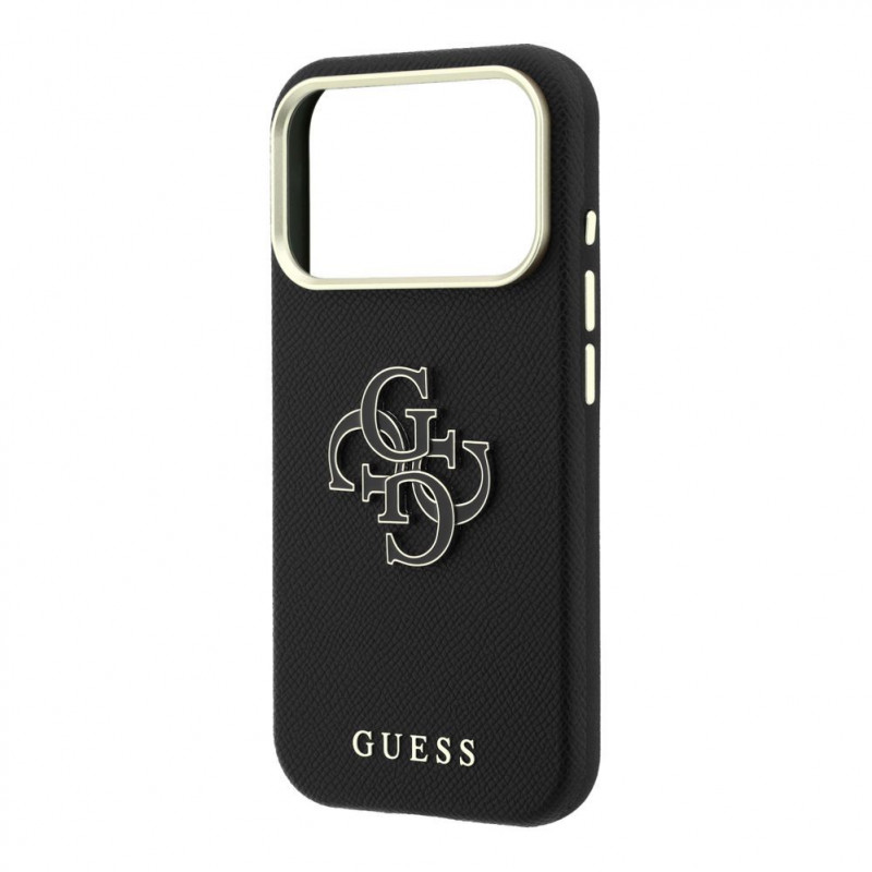 Etui Guess SW Grained PU & Big Resin Logo dla Apple iPhone 18 Pro, czarne