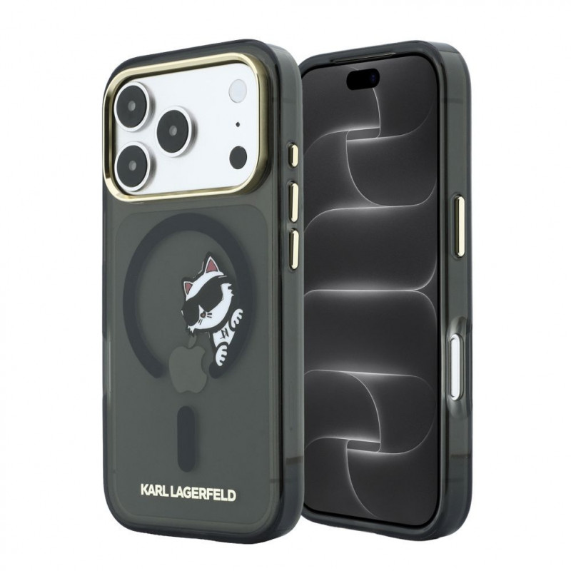 Etui Karl Lagerfeld HC MagSafe IML Peekaboo Print & Metal Frame dla Apple iPhone 18 Pro Max, czarny