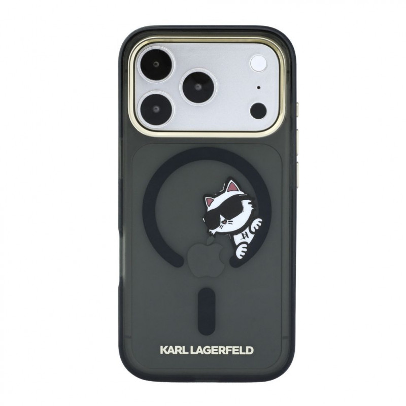 Etui Karl Lagerfeld HC MagSafe IML Peekaboo Print & Metal Frame do Apple iPhone 18 Pro, czarny