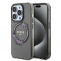 Etui Guess PC/TPU Flowers Ring Glossy Logo MagSafe do Apple iPhone 15 Pro, przezroczysty czarny (GUHMP15LHFWFCK)