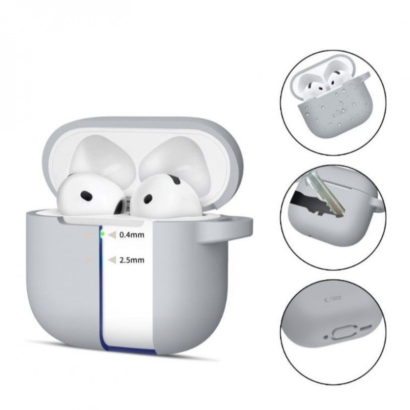 Etui Tech-Protect Crayon Silicone Hook do Apple AirPods 4, szare