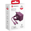 Ładowarka sieciowa Forcell F-Energy GaN III VT-60 60W PD QC 4.0+ 2x USB-C burgund + kabel USB-C