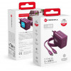 Ładowarka sieciowa Forcell F-Energy GaN III VT-60 60W PD QC 4.0+ 2x USB-C burgund + kabel USB-C