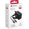 Forcell F-Energy GaN III VT-60 60W PD QC 4.0+ 2x USB-C czarna ładowarka sieciowa + kabel USB-C