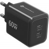 Forcell F-Energy GaN III VT-60 60W PD QC 4.0+ 2x USB-C czarna ładowarka sieciowa + kabel USB-C