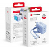 Forcell F-Energy GaN III VT-60 60W PD QC 4.0+ 2x USB-C ładowarka sieciowa niebieska + kabel USB-C