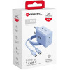 Forcell F-Energy GaN III VT-60 60W PD QC 4.0+ 2x USB-C ładowarka sieciowa niebieska + kabel USB-C