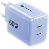 Forcell F-Energy GaN III VT-60 60W PD QC 4.0+ 2x USB-C ładowarka sieciowa niebieska + kabel USB-C