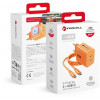 Forcell F-Energy GaN III VT-60 60W PD QC 4.0+ 2x USB-C ładowarka sieciowa pomarańczowa + kabel USB-C