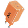Forcell F-Energy GaN III VT-60 60W PD QC 4.0+ 2x USB-C ładowarka sieciowa pomarańczowa + kabel USB-C