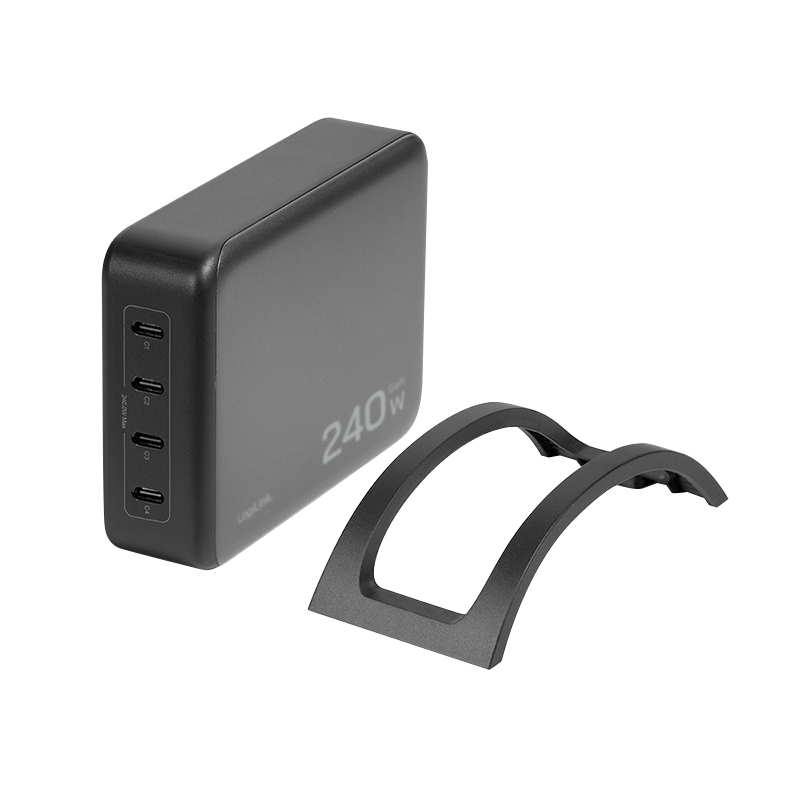 Ładowarka biurkowa Logilink USB-C, 240 W, GaN, 4-portowa, 4x USB-C (PD), czarna