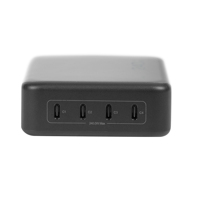 Ładowarka biurkowa Logilink USB-C, 240 W, GaN, 4-portowa, 4x USB-C (PD), czarna