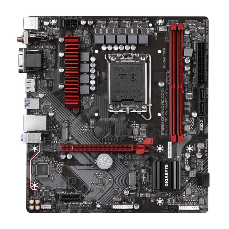 Płyta główna GIGABYTE B760M GAMING AC DDR4, Intel Core 14. generacji, sekcja VRM 6+2+1, DDR4 do 5333 MHz (OC), 2x M.2 PCIe 4.0, Wi-Fi 802.11ac, 2.5GbE LAN