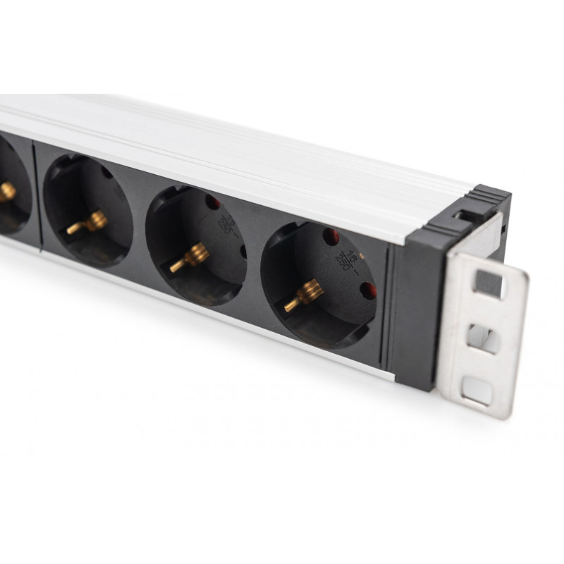 Digitus DN-95432 listwa zasilająca PDU 19 inch, 6x Schuko, kabel 2 m, wtyk Schuko, 16 A, ochrona przeciwprzepięciowa i filtr