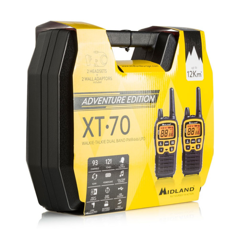 Midland XT70 Adventure radiotelefon, 93 kanały, 433,075 - 446,09375 MHz, czarno-żółty