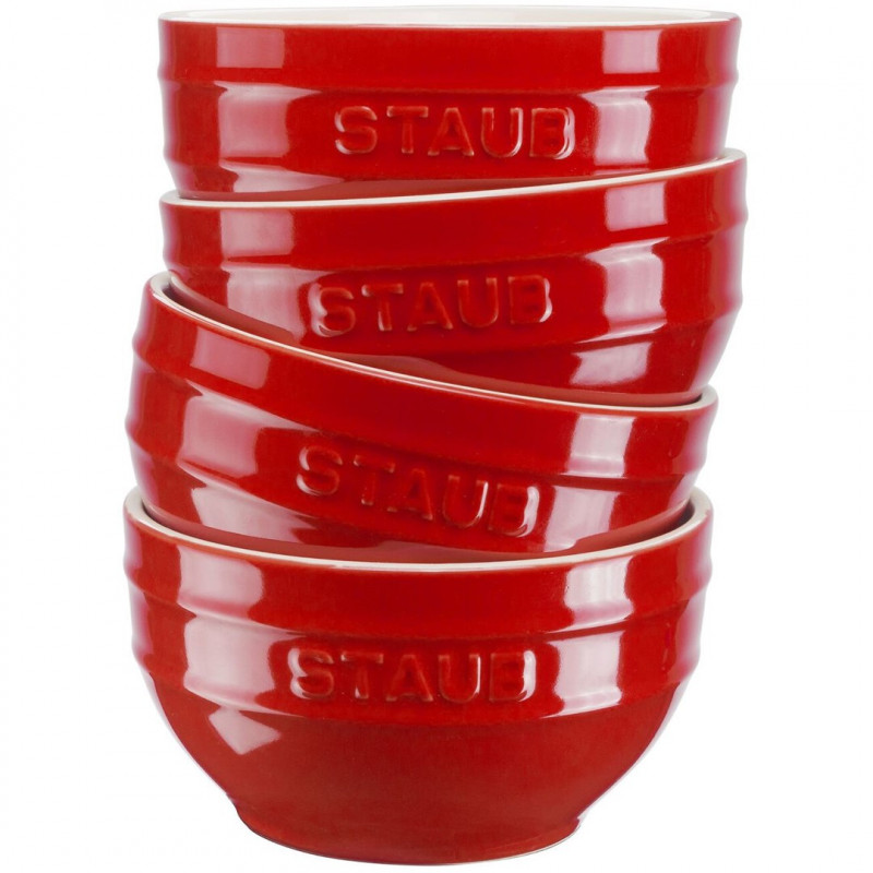 Zestaw misek Staub Ceramique 0,4 l okrągłe ceramiczne czerwone 4 szt.