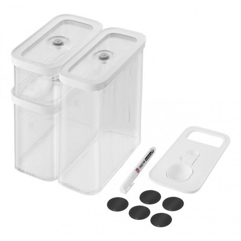 ZWILLING 1026082 Prostokątne pojemniki do przechowywania żywności, 5,4 l, przezroczysty/biały, 5 szt.