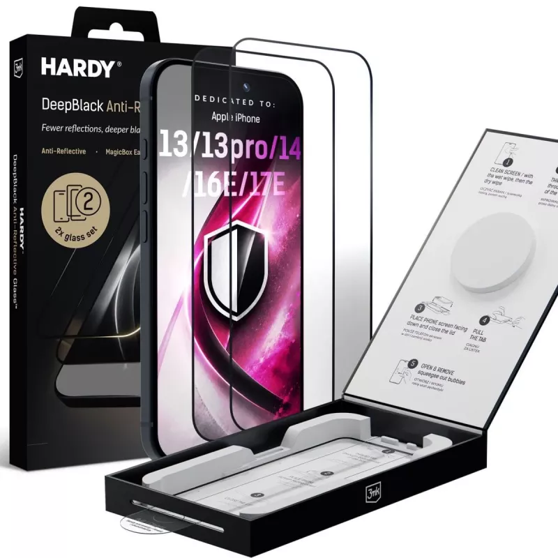 3mk DeepBlack szkło hartowane antyrefleksyjne na ekran dla Apple iPhone 13 / 13 Pro / 14 / 16e / 17e