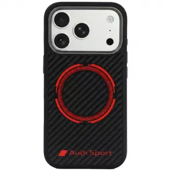 Audi RSQ Carbon Fiber Sport Red Circle MagSafe etui na iPhone 18 Pro / 17 Pro, czarny