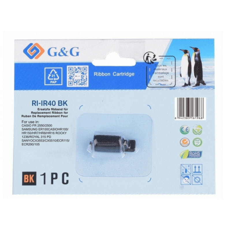 Wałek tuszujący G&G kompatybilny z CASIO IR40 / Group 744, czarny (18489)