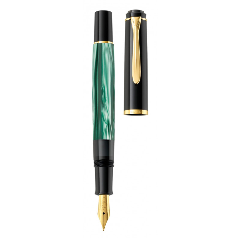 Pelikan Classic M200 Pióro wieczne tłokowe, zielone marmurkowane