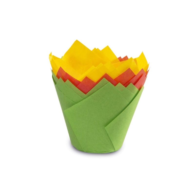 Papilotki do muffinek w kształcie tulipana Guardini 12 szt. kolorowe Easy Bake Ø 7,5 x 8 cm