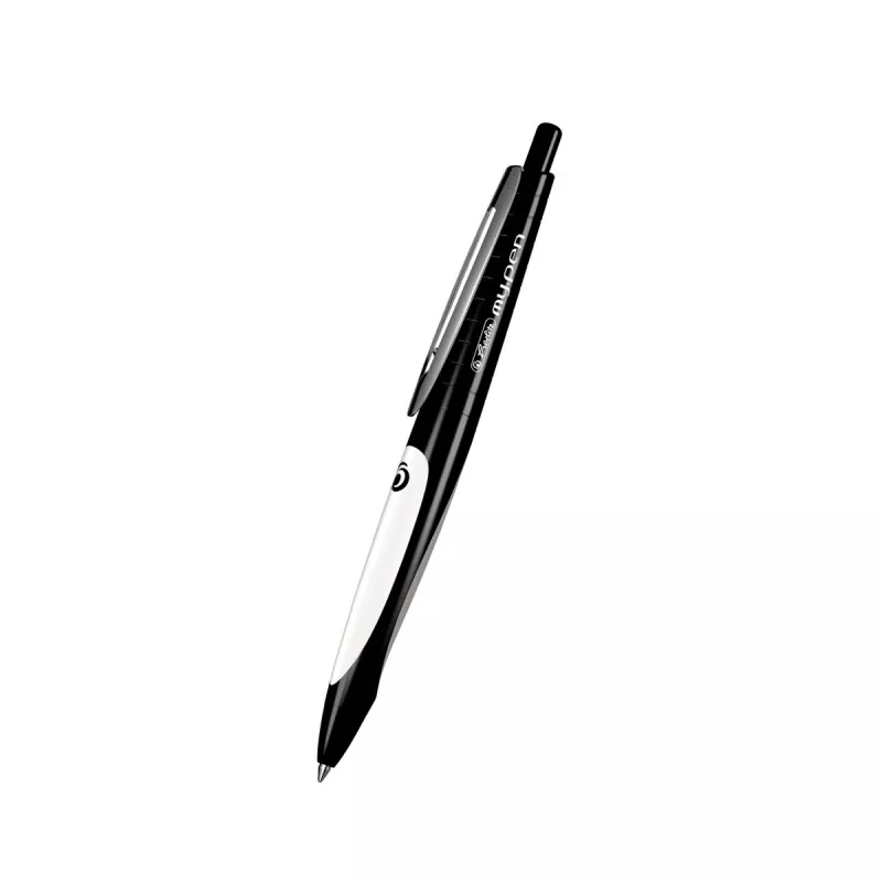 Herlitz my.pen Długopis kulkowy z wysuwanym wkładem, czarno-biały, 0,6 mm, niebieski tusz