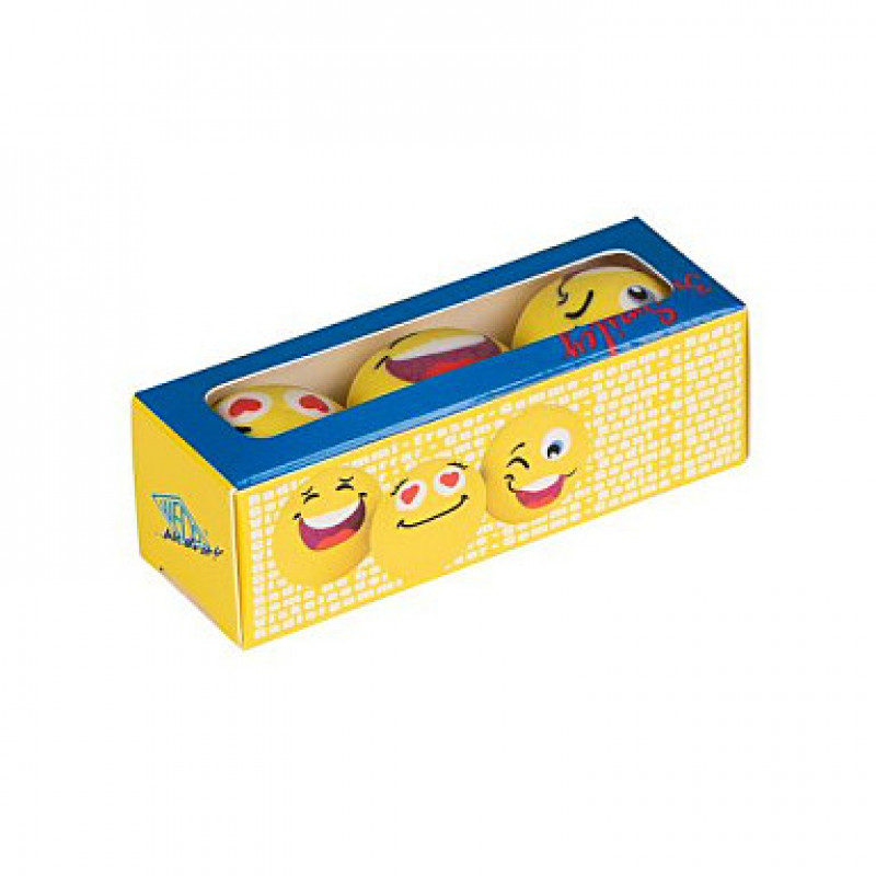 WEDO SMILEY Gumka, żółta, 3 wzory w jednym pudełku