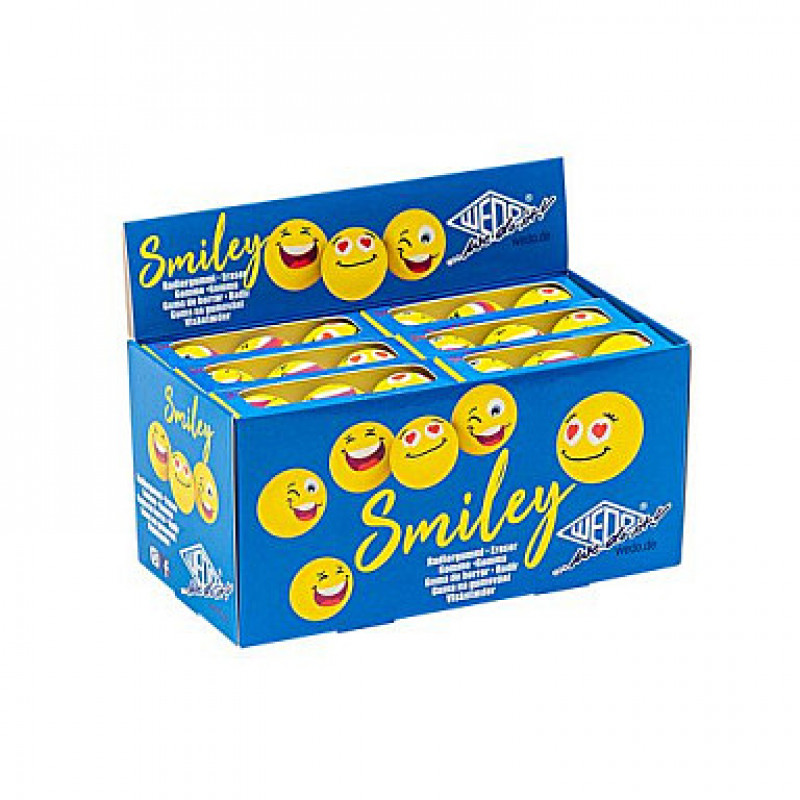 WEDO SMILEY Gumka, żółta, 3 wzory w jednym pudełku