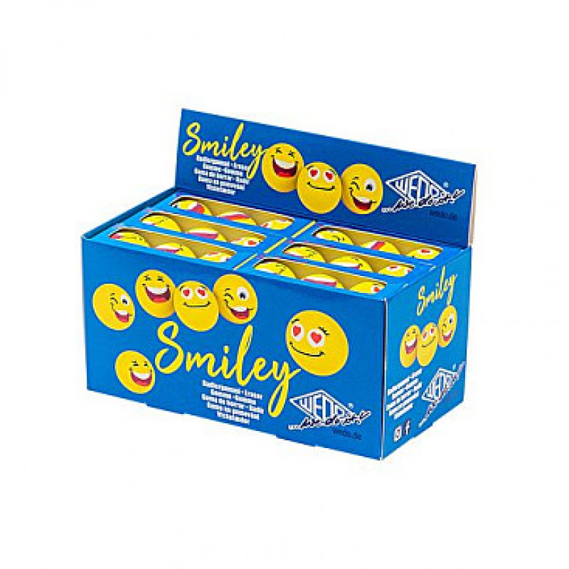 WEDO SMILEY Gumka, żółta, 3 wzory w jednym pudełku
