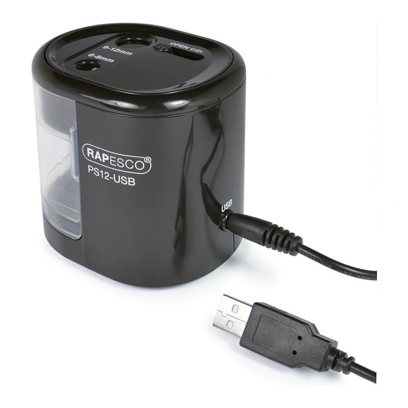 RAPESCO® elektryczna temperówka czarno-przezroczysta