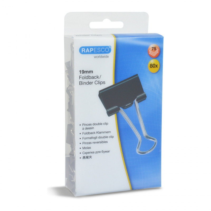RAPESCO Klipsy Foldback 1,9 cm, czarne