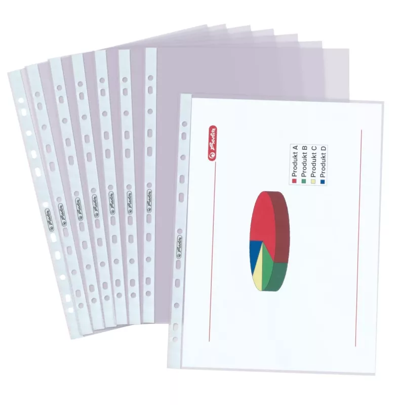 herlitz Koszulki na dokumenty DIN A4, krystalicznie przezroczyste, 0,085 mm PP, perforacja europejska, otwarte od góry