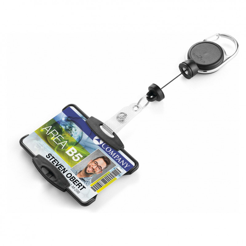 DURABLE Etui na identyfikator z jo-jo EXTRA STRONG na 1 kartę, czarny (868901)